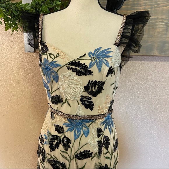 NWOT Lulus Show Stopper Cream Embroidered Sequin Bodycon Maxi Dress - Picture 4 of 14